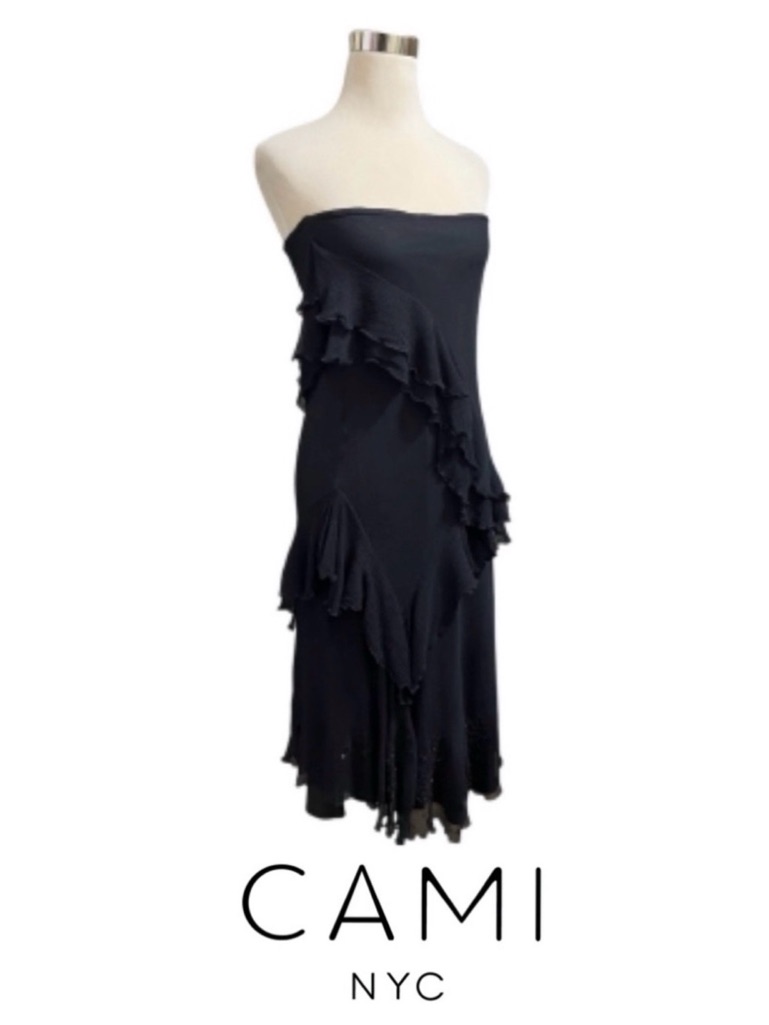 Cami Nyc Strapless Black Dress With Ruffles